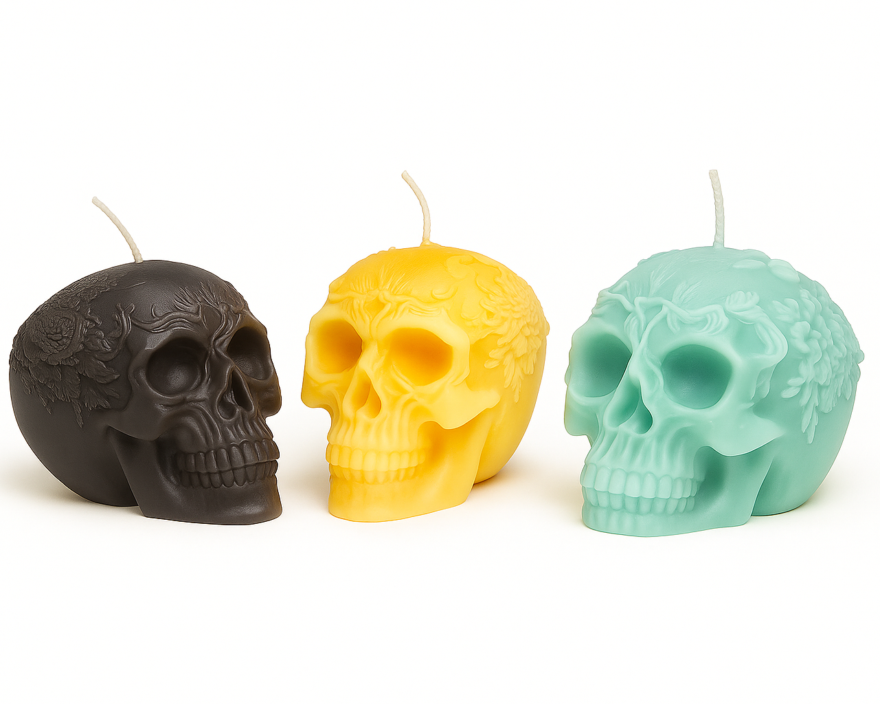 Lumânare parfumată tip craniu – Scentrelle – arome naturale (Lămâie, Cafea, Vanilie, Portocală, Cocos & Vanilie)